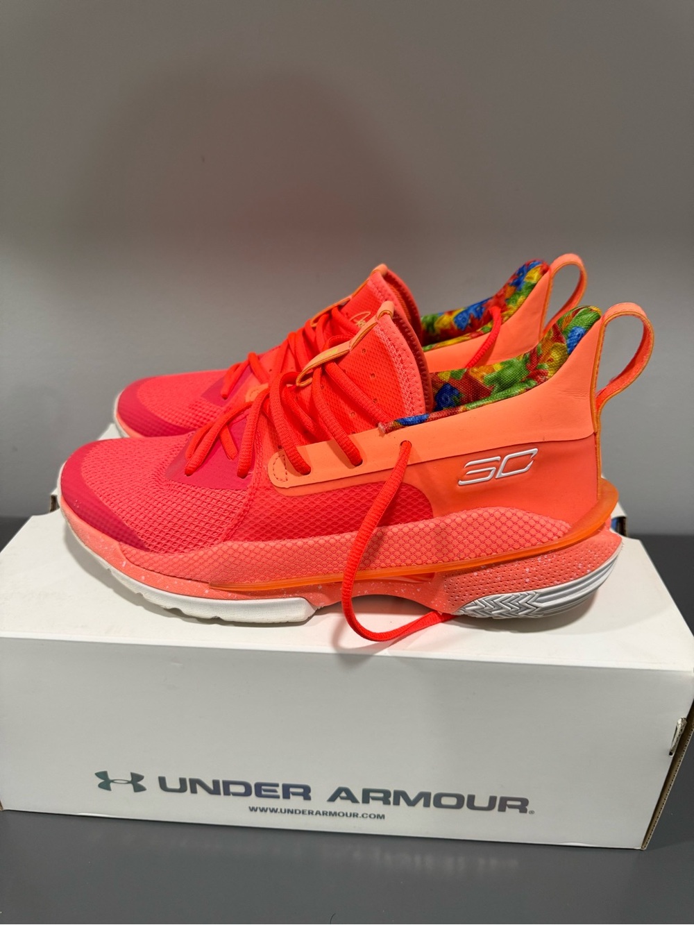 Under Armour Neon Coral & Orange Kids' Athletic Shoes